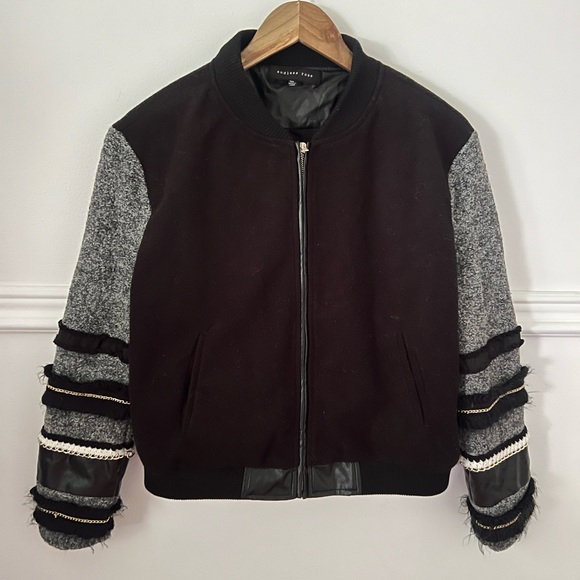 Endless Rose jacket M/L zipper pockets black gold grey coat Anthropologie M L - Picture 1 of 13